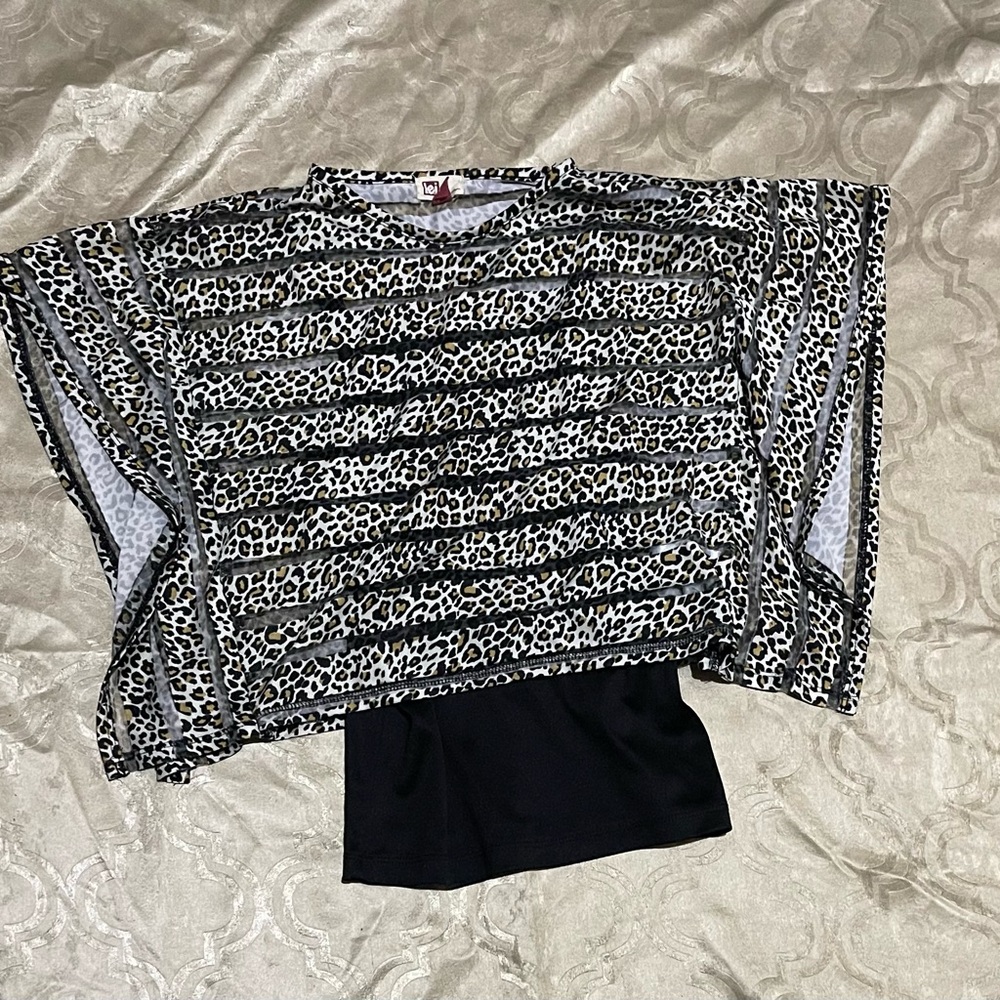 LEI Animal Print Skirt with Black and Gold Accents